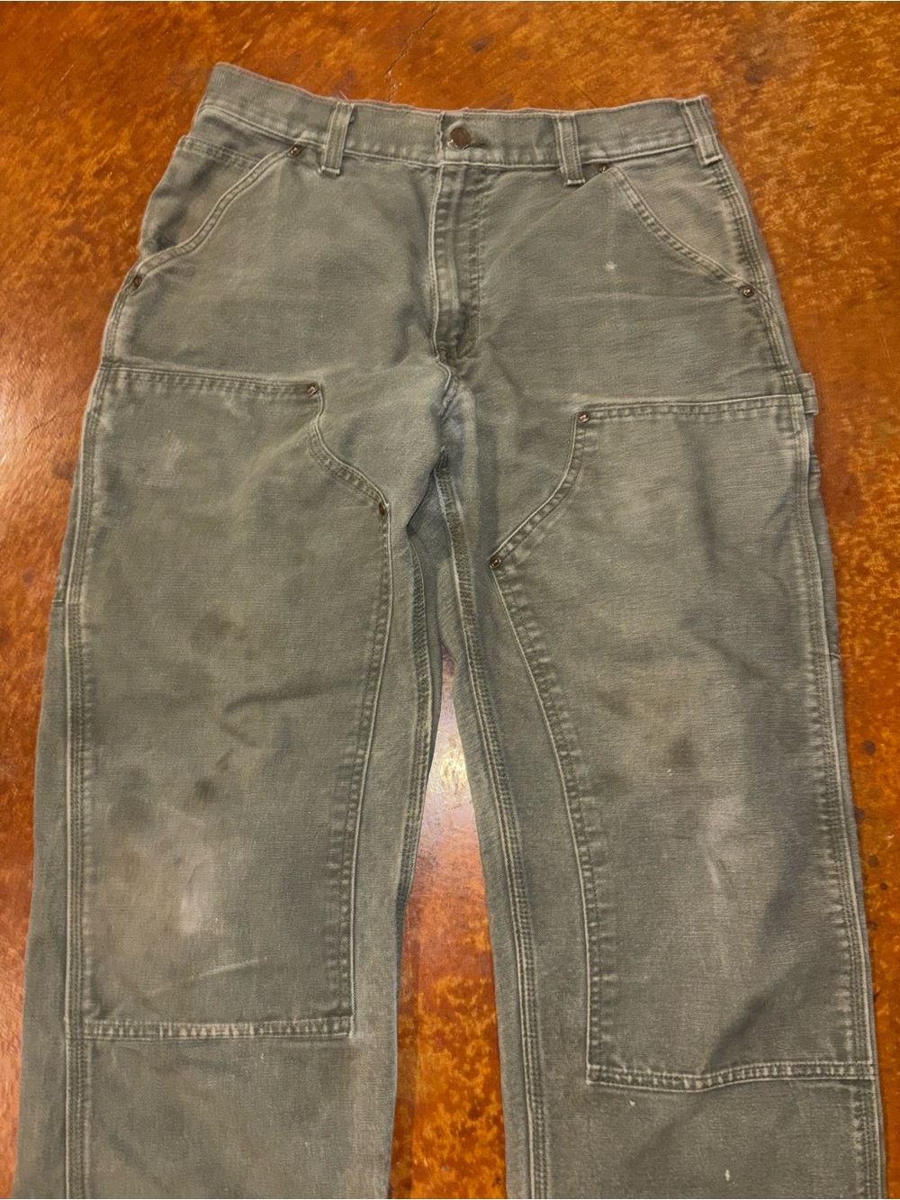 Carhartt Men's Straight Carpenter Jeans in Faded Olive Green